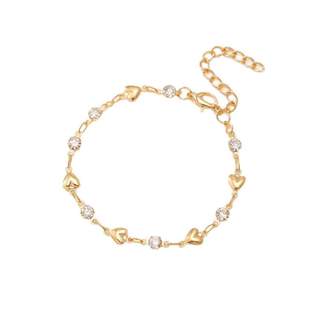 Venus gold heart and stone chain bracelet — PVD finish that won't tarnish